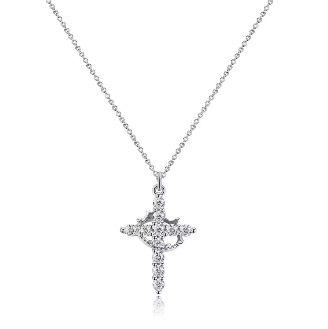 Pendentif collier croix-couronne