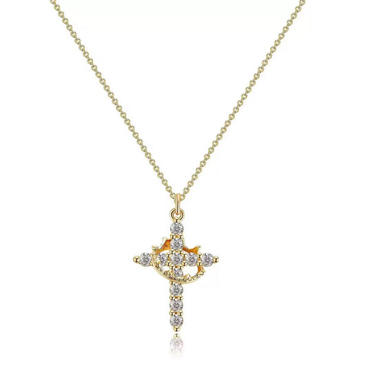 Pendentif collier croix-couronne